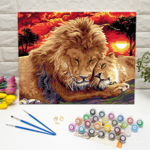 Paint by numbers with Frames lion and lioness